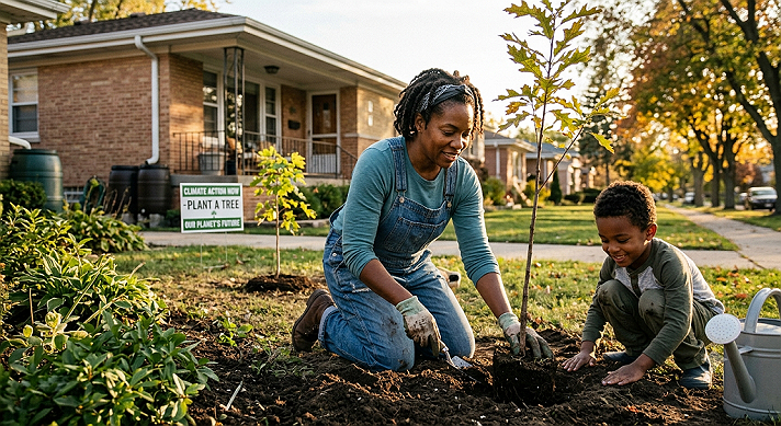 The golden hour was painting their suburban yard a soft, dusty orange, but Aisha and her young son,...